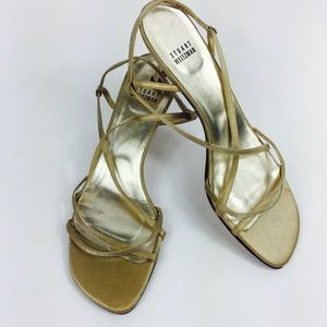 Stuart Weitzman Strappy Gold Sandals Heels